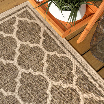 Trebol Moroccan Trellis Textured Weave Indoor/outdoor Runner Rug